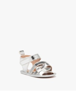 Chaussons de naissance bébé fille sandales métallisées à scratch